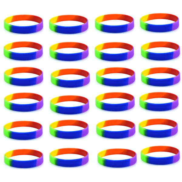 Flerfarvede gummiarmbånd - sæt med 24 børnearmbånd