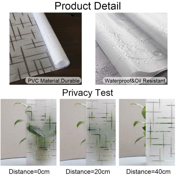 Selvklæbende vinduesfilm 44,5x200cm elektrostatisk privatlivsfilm