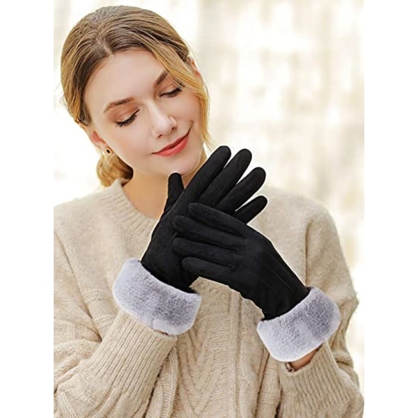 Handskar dam höst och vinter pekskärm plus sammetsvarma su