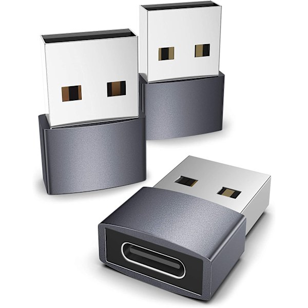 Harmaa USB C - USB -sovitin, 3 kpl, yhteensopiva iPhone 13 12 Pr:n kanssa