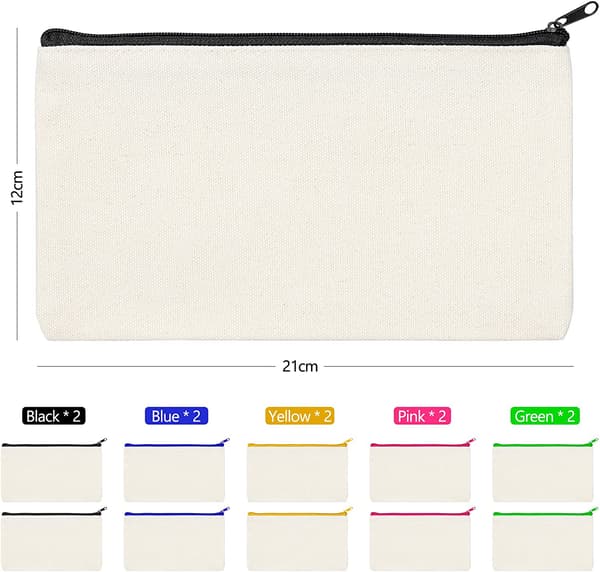 10 st tygpåsar DIY tomma canvas sminkväskor 21 x 12 cm Pack C