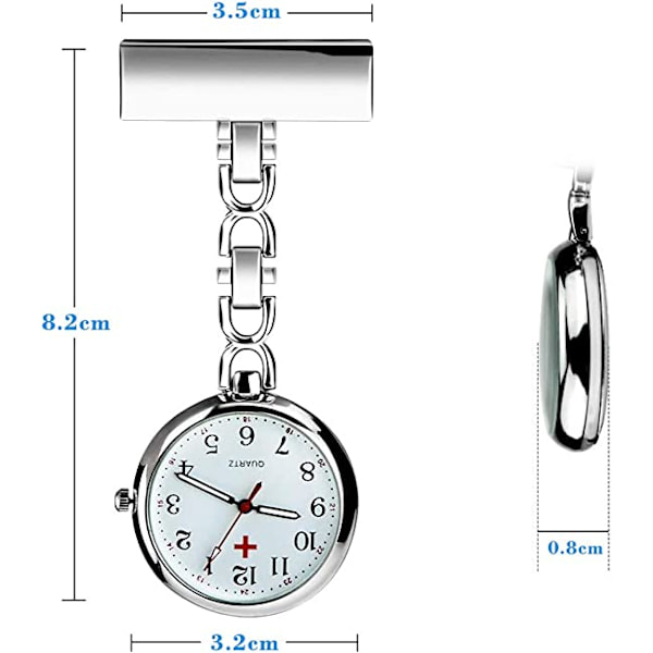 Sjuksköterskebrosch Klocka Medicinsk Klocka Hängande Fickur Quartz W