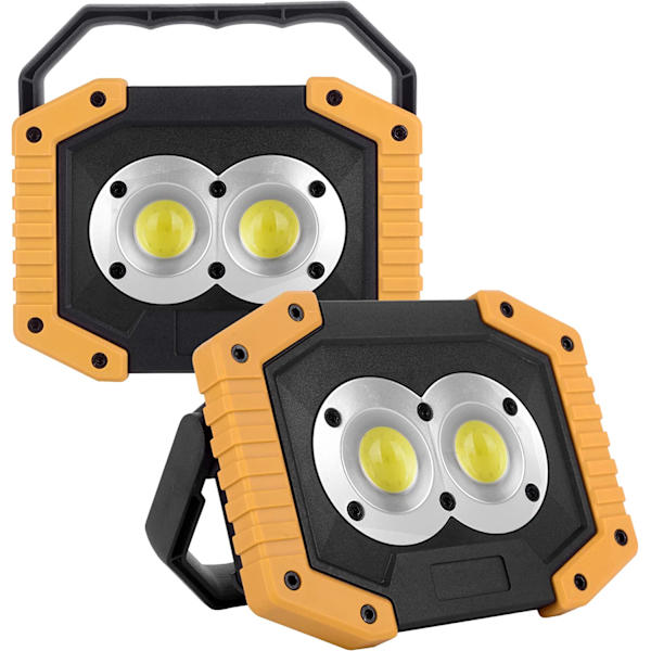 Uppladdningsbar LED-arbetslampa, 30W 1500LM Vattentät COB Bärbar Strålkastare för Utomhuscamping, Vandring, Nödfordonsunderhåll, Byggarbetsplatsbelysning, 2 Set (W839 Gul)