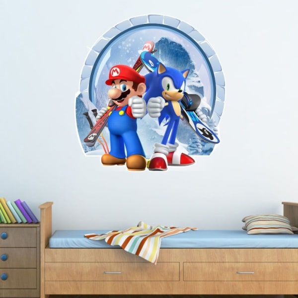 Et stykke 32 × 30,6 cm 3D Broken Wall Mario Nursery Wall Decorat