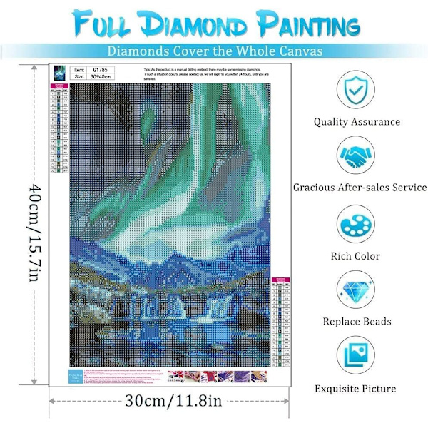 30x40cm, Aurora Diamond Painting 5d diamantmålad strassbroderi duk