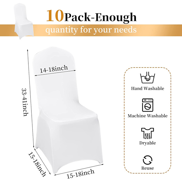 10-pakks stretch polyester spandex spisestuestoltrekk avtagbare