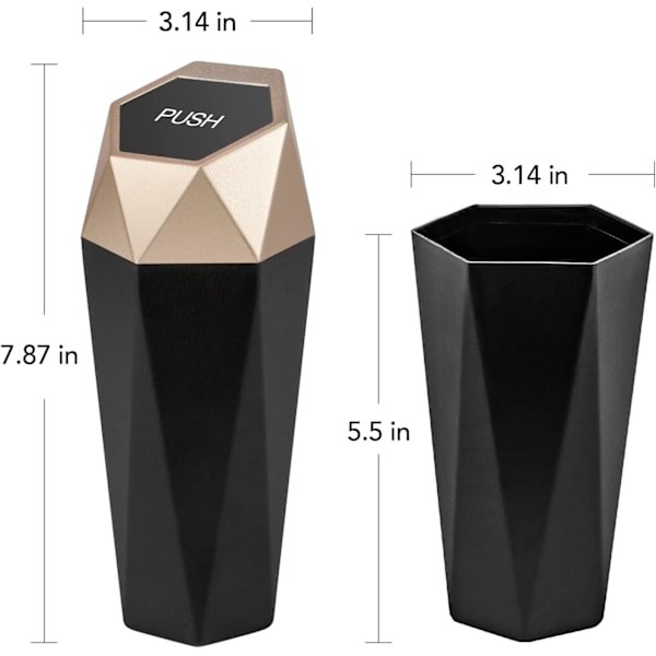 Bil Skraldespand med låg, Ny Bil Skraldespand Diamant Design, Lækagesikker