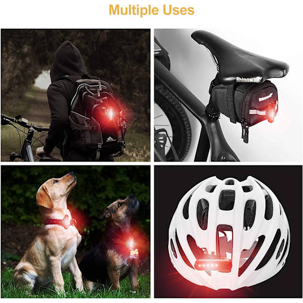 USB genopladelig LED cykel baglygte 2-pak, lysende cykling R