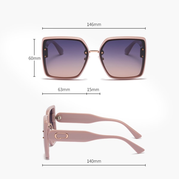 Polariserede solbriller til kvinder (hvide) med stort firkantet stel