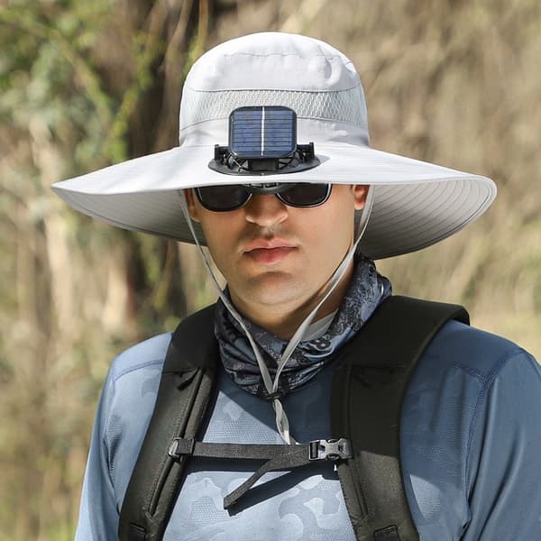 Solhat med solcelleventilator - Solcellekølehatte med UV-beskyttelse | Sommerhat med ventilator