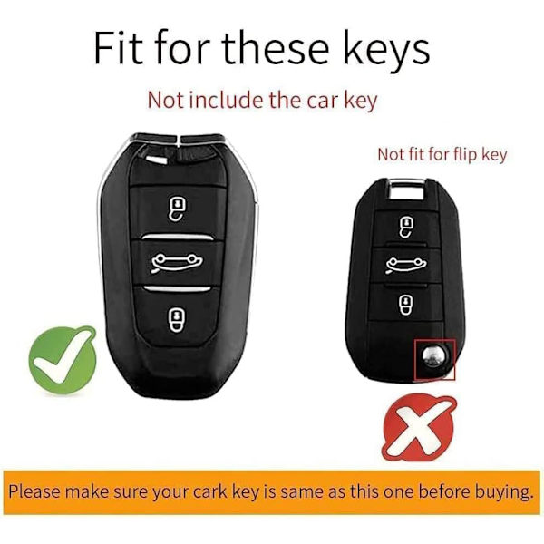 Nyckelskydd för bilnyckel - Passar till Peugeot 308 408 508 2008 3008 4008 5008 Citroen C4L C6 C3-XR Picasso DS3 DS4 - T