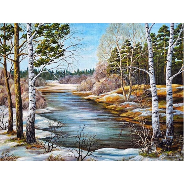 30x40cm, bäcklandskap 5d diamantmålad strassbroderi c