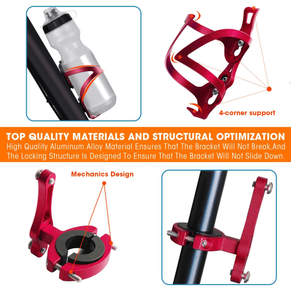 Cykelkopholder, cykel 2-i-1 flaskeholder, aluminium alle