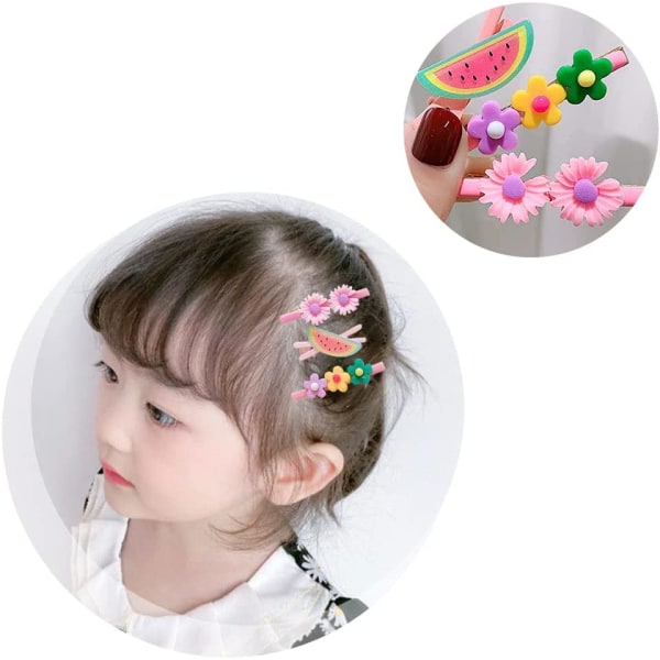 9 pakker (lyse lilla blomster) Søte barnehårklemmer Kawaii G