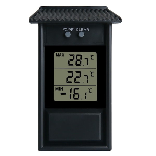 Drivhus termometer for planting, svart