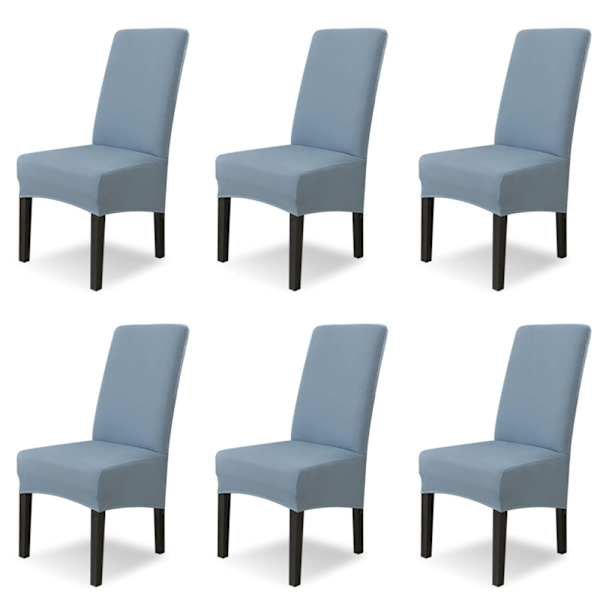 (Grå Blå) 6 stk. Store Spisestoltrekk Stor Størrelse Stoltrekk Flyttbar Vaskbar grey blue