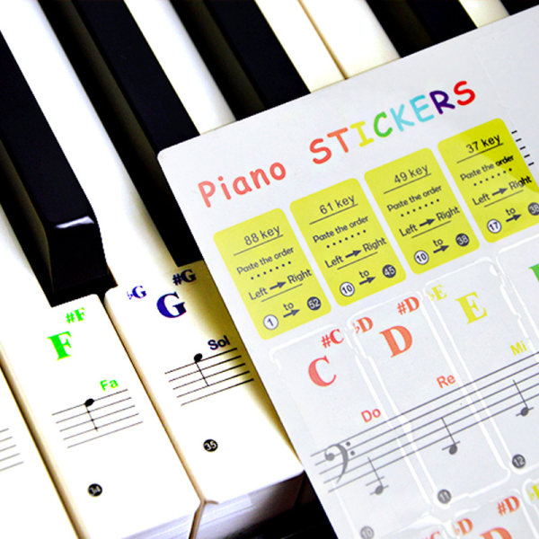 3 stycken färgpianoklistermärken Elektronisk pianohandrulle