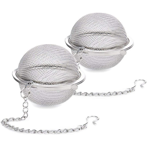 2 stk. rustfrit stål tebold-infuser, løs bladte-infusion