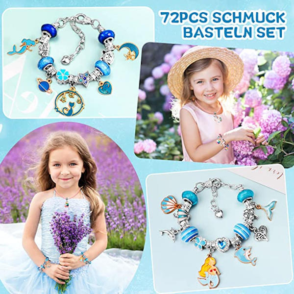 Present till flicka 5-13 år gammal barnleksak smycken barnflicka DIY Charms armbandssats gör smyckeskapande flickleksak presentidé 5 6 7 8 9 10 11 12 13 år påskpresent julklapp födelsedag
