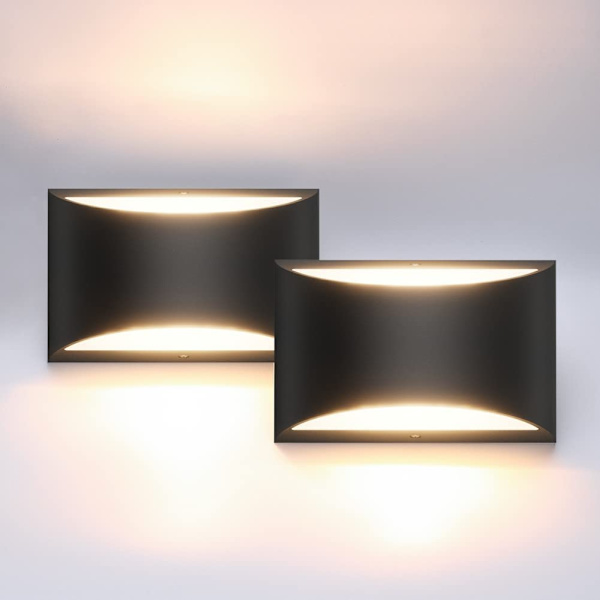 Svart moderne LED vegglampe innendørs vegglys sett med 2 opp og