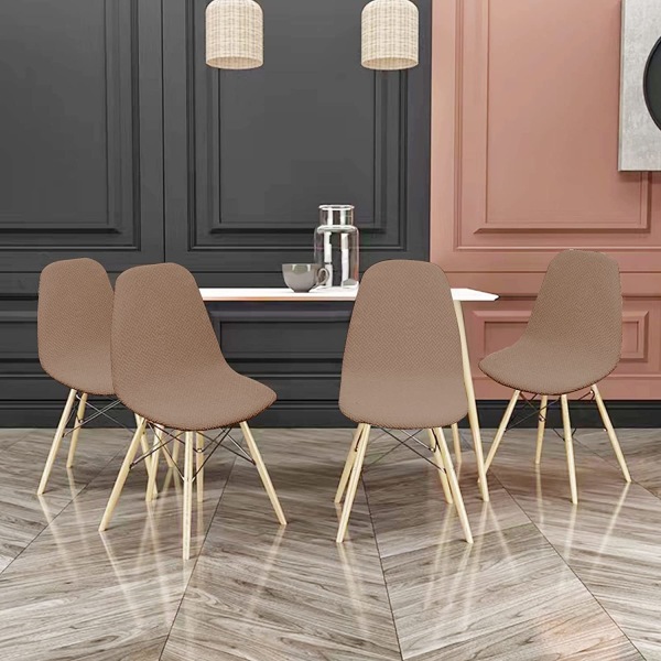 Scandinavian Stretch Chair Cover Sett med 4 Moderne Spisestuestol Sl