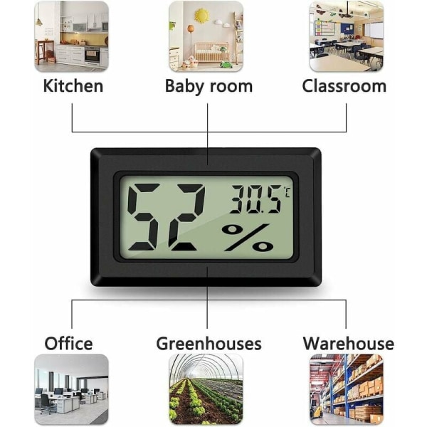 Mini digitaalinen LCD-lämpömittari-hygrometrit (3 kpl - A) Lämpötila H
