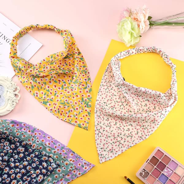 6 stk. Blomstrete elastiske hårbånd skjerf pannebånd Chiffon Hea