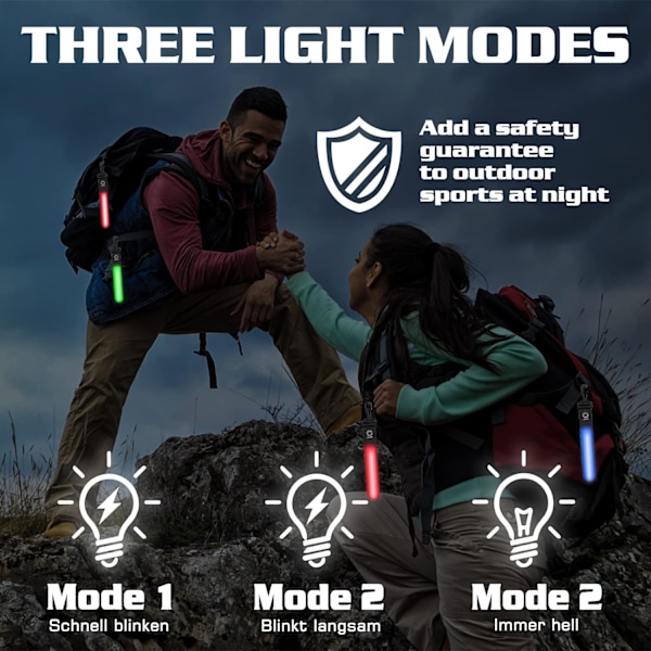 6 stk. reflekterende LED-blinklys til tasker, 3 LED-tilstande, sikkerhedslys, reflekser til