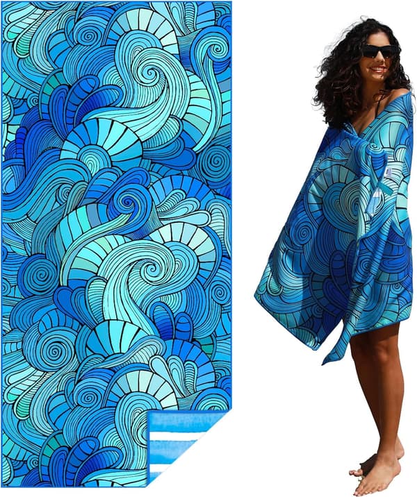 Badehåndkle - Polyester - 90X180cm (Waves Tie Dye)