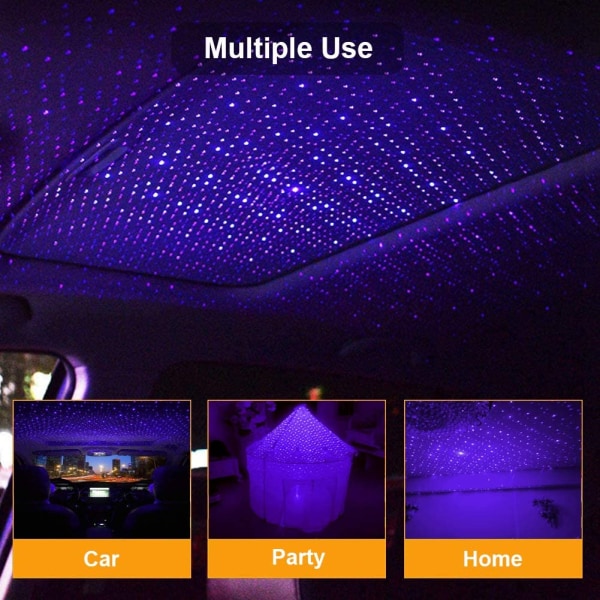 Stjerneprojektor Nattelys, Justerbar USB Nattelys, Violet B