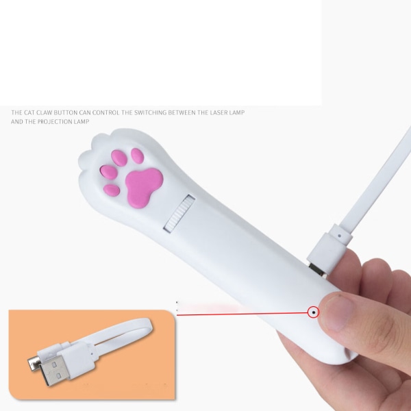 1 stk (LED-projeksjon rødt lys + laser) Cat Pointer, USB Rechar