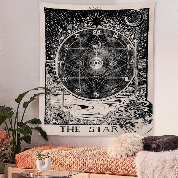 (150x200cm) Tarot Tähti Seinävaate Horoskooppi Seinävaate Astrologia Seinävaate Meditaatio Seinävaate Keskiaikainen Tarot Sisustus