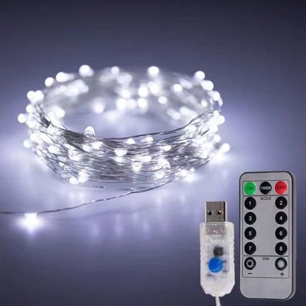 2 kpl Fairy Lights USB virtalähde, 10m/32.8ft 100 LED kuparilanka M