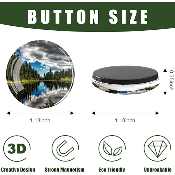 (30 mm) Pyöreät jääkaappimagneettiset lapset 12 kpl 3D Jääkaappimagneettiset Kristallilasi Valkotaulumagneettiset