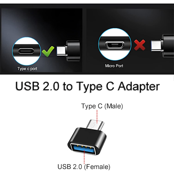 USB C - USB -sovitin (4 kpl), OTG USB C - USB -sovitin, USB-naaras - USB C -uros