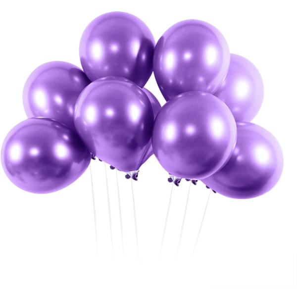 50 stk lilla ballong, bursdagsballonger, metallballonger, 12
