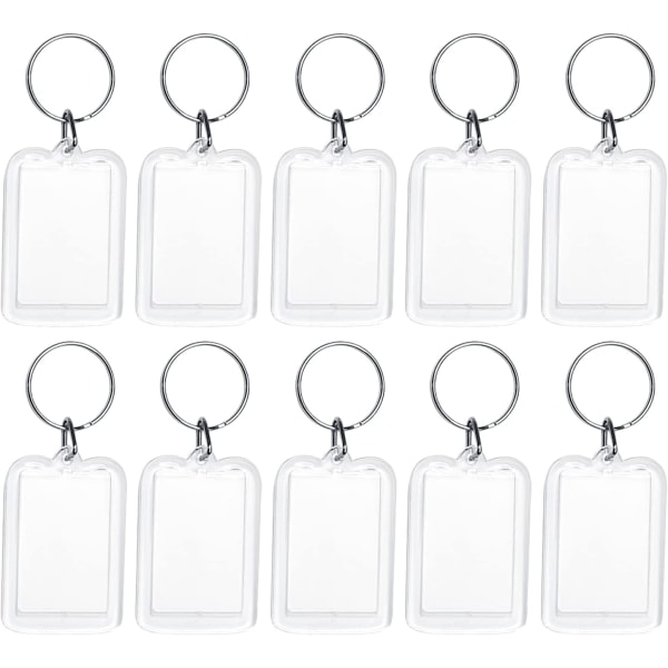 10 stk Foto nøkkelringer, blank klar akryl foto nøkkelring DIY Cu