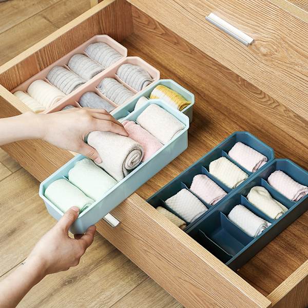 5 Celler Oppdelt Oppbevaringsboks Kurv Stable Sokker Under