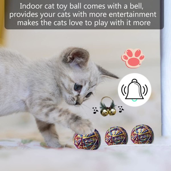 Cat Balls Toy, 2 stk Interactive Cat Toy Ball med Bell Colorful W