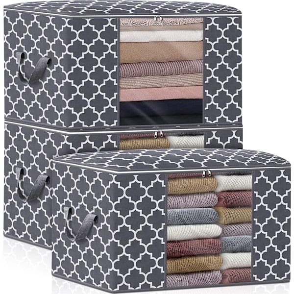 3-pack 100L stora förvaringsväskor för filtar, kläder, sängkläder, Q