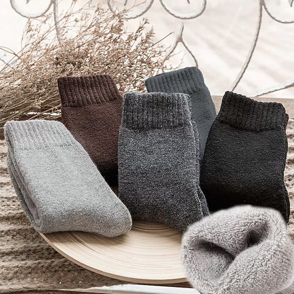 5 par vintervarma strumpor herrars plus fleece tjock ull te