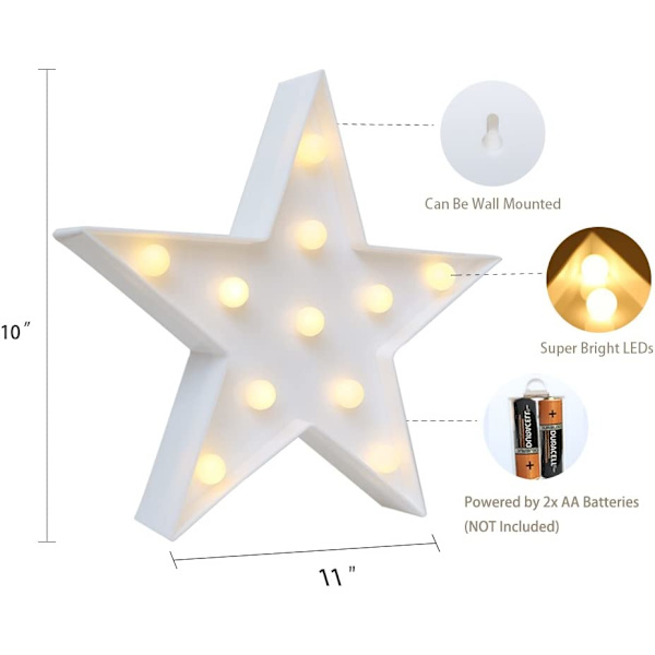 Stjerne Marquee Skiltlys, Varmt Hvid LED-lampe - Stue, Seng
