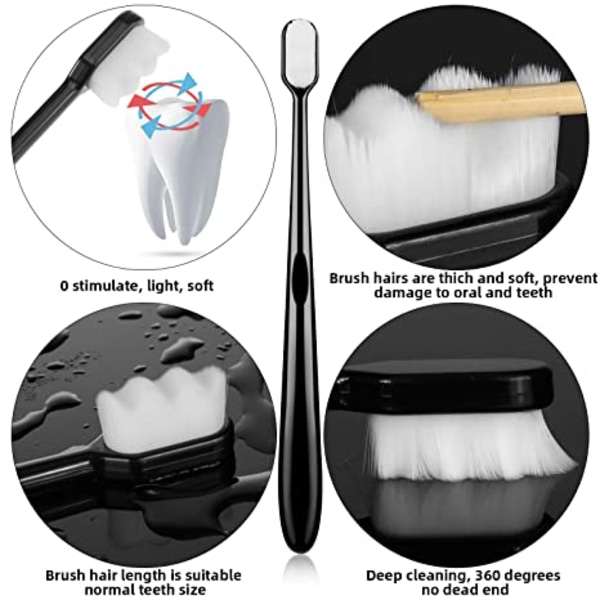 8 stykker blød tandbørste Micro Nano Ekstra bløde børster Manual S
