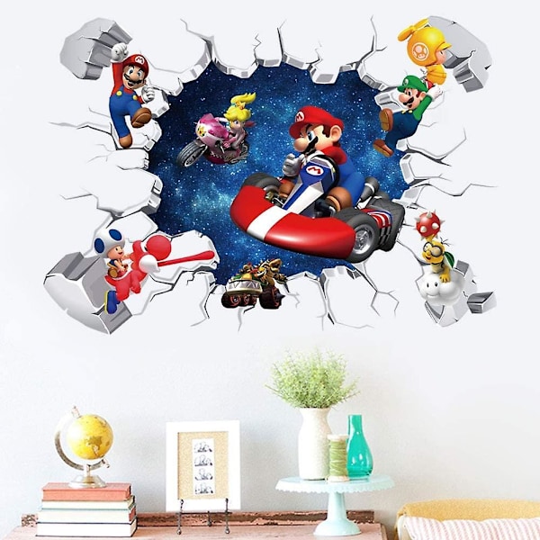 Super Mario-spillklistremerker for barn, tegneserie, soverom, bakgrunn