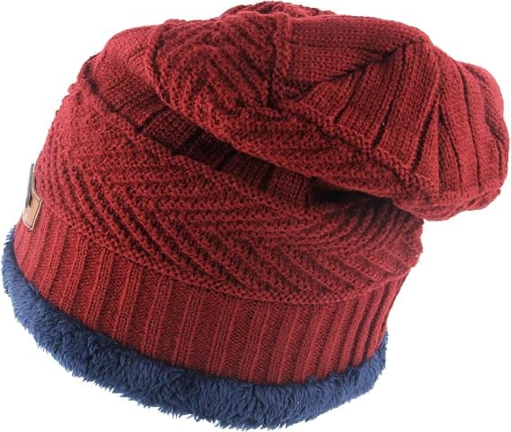 Kvinnors tjocka varma vintermössa Slouchy Skully stickade mössor, röd