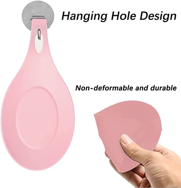 Silikoneske Rest (Pink Farve), Silikone Køkken Ske Holder,