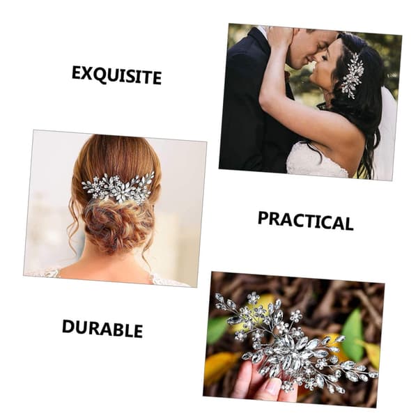 Blomst brude bryllup hårkam hårpynt med perle (Sølv) (1 stk)