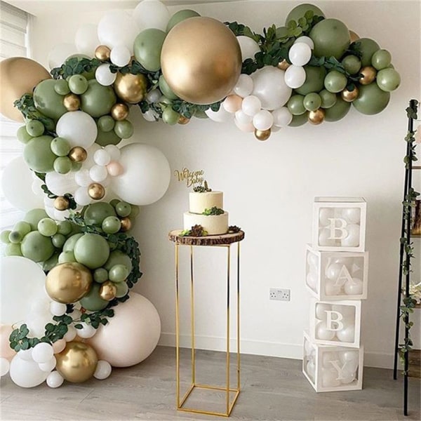 152 Pcs Olive Green Balloons Arch Garland Kit - White Olive Green