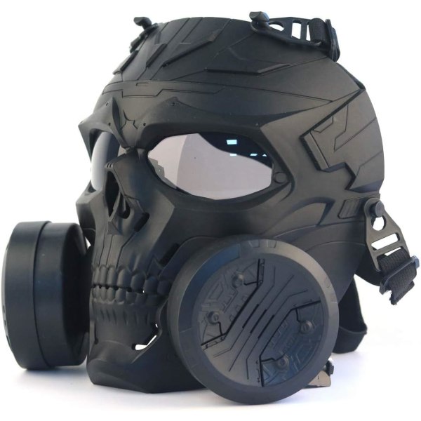 Paintball maske, taktisk fuld ansigts dummy gasmaske CS kraniemaske med dobbelt turboventilator til cosplay Halloween Wargame Masquerade