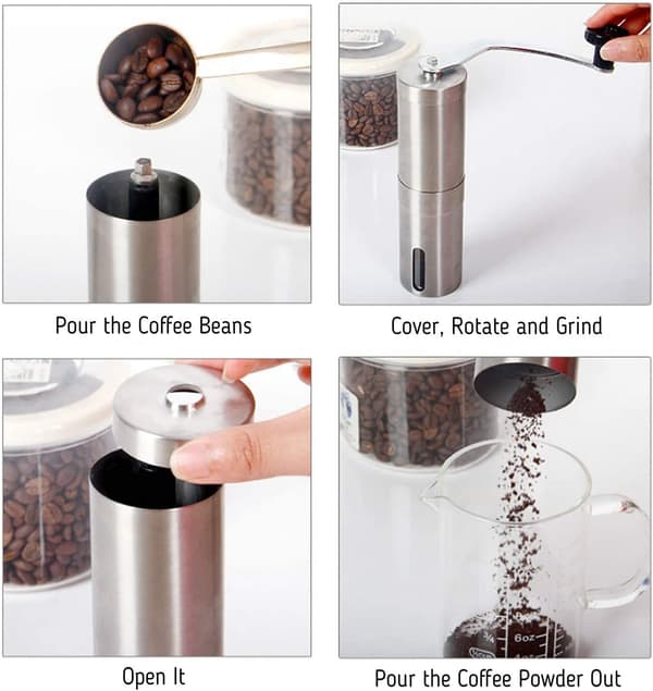 Kaffe Kvarn, Rostfritt Stål Manuell Kaffe Kvarn Kaffe med